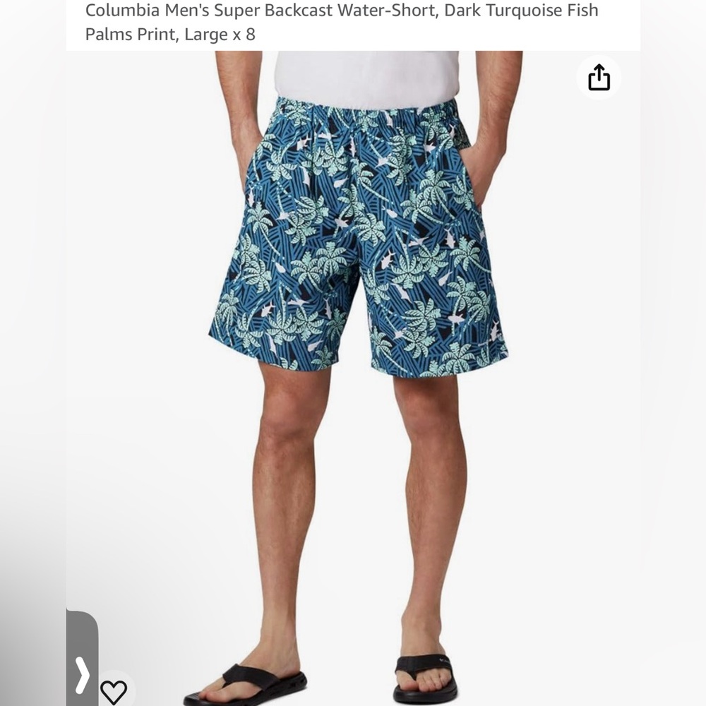 Columbia Men's Super Backcast Water-Short, Dark Turquoise Size M